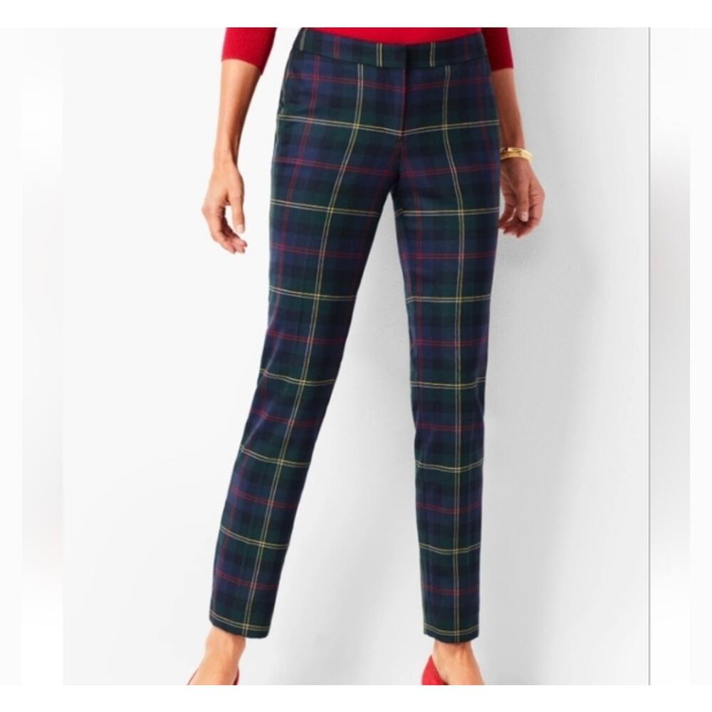 Talbots Women’s Pants 8P Tartan Plaid Wool Blend Straight Ankle Classic Preppy